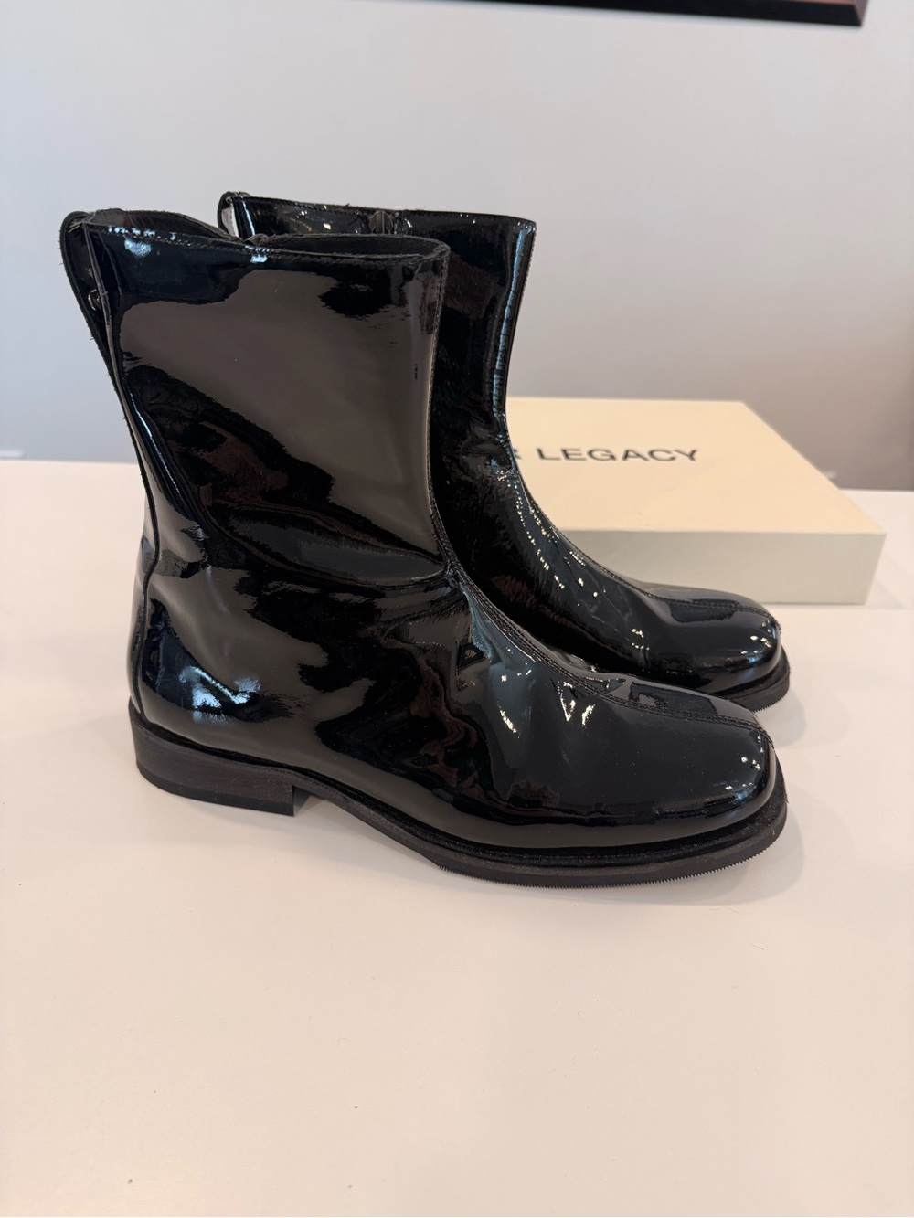 Our Legacy Black Patent Leather Mid-Calf Boots
